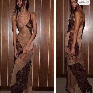 Nigel Preston x Free People Brown Leopard Maxi Dress